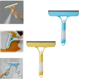 3-in-1 Double-Sided Window Cleaner - Spray, Scrub & Squeegee All-in-One Tool w/ Microfiber Pad, Ideal for Holiday Home Deep Cleaning, Car Windows & Shower Glass kitchen surface scraper brush