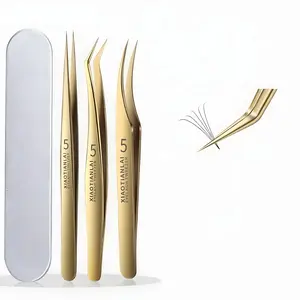 3-Piece Stainless Steel Tweezers Set for Precision Work, Anti-Static Beauty Tools, Makeup Tools Set for Eyelash Extension & Jewelry Making, Includes Curved and Straight Tweezers