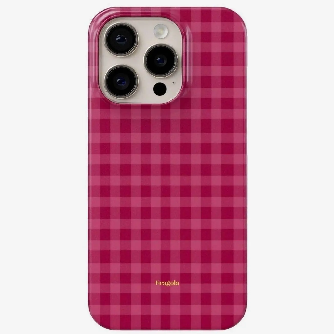 FRAGOLA Pomegranate iPhone Case, Red Gingham Checkered Phone Case, Cute Coquette Aesthetic Protective Cover, Shockproof Stylish Case for iPhone