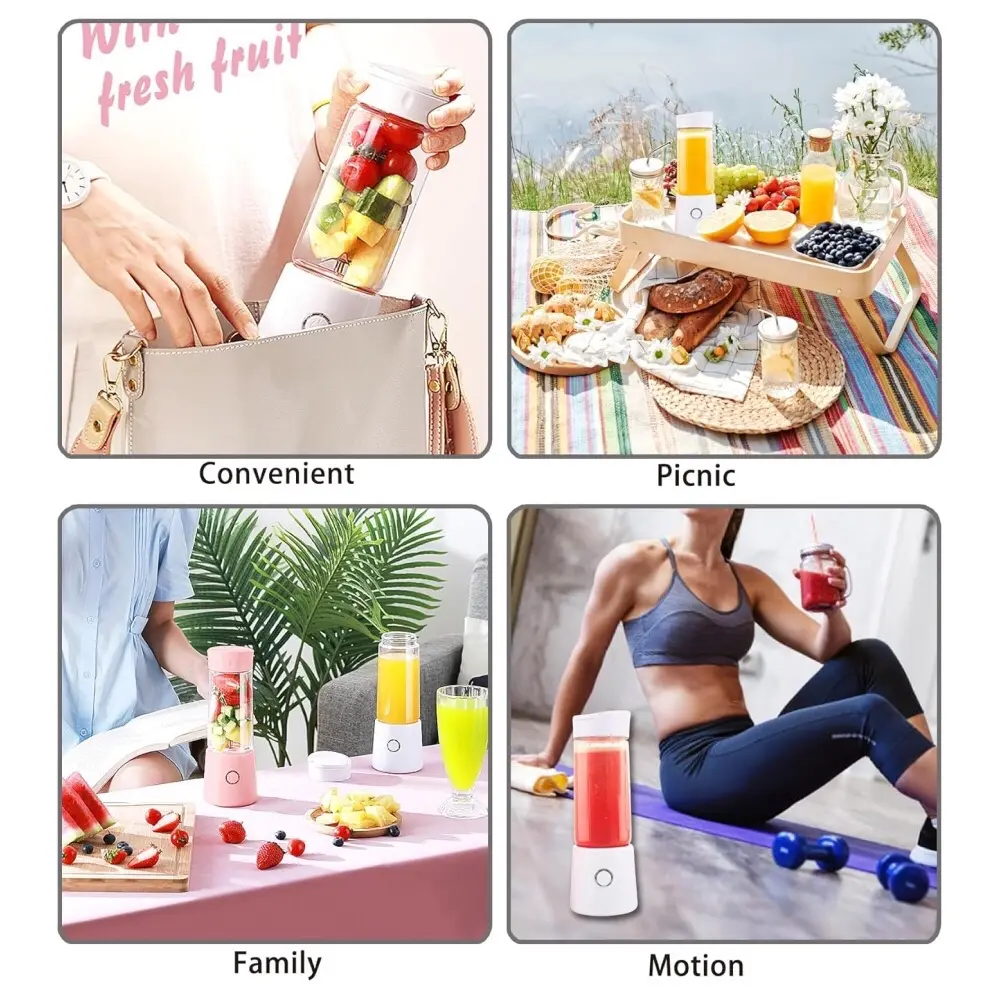 High-Speed Mini Portable Juicer - USB Electric Fruit Blender & Personal Food Processor - 400ml Capacity