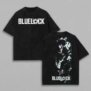Blue Lock T-shirt Wash Kaiser, Oversize Anime Graphics Tee, Double Printed Unisex Heavyweight Streetwear