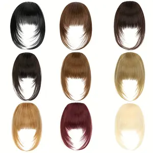 "12" Clip-In Airflow Bangs for Women - Heat-Resistant Synthetic Hair, Straight & Sleek for Casual Outfits! 💨 💇 ♀️   No Glue, Instant Style Hack! # HairHack2025 # CasualChicWigs"