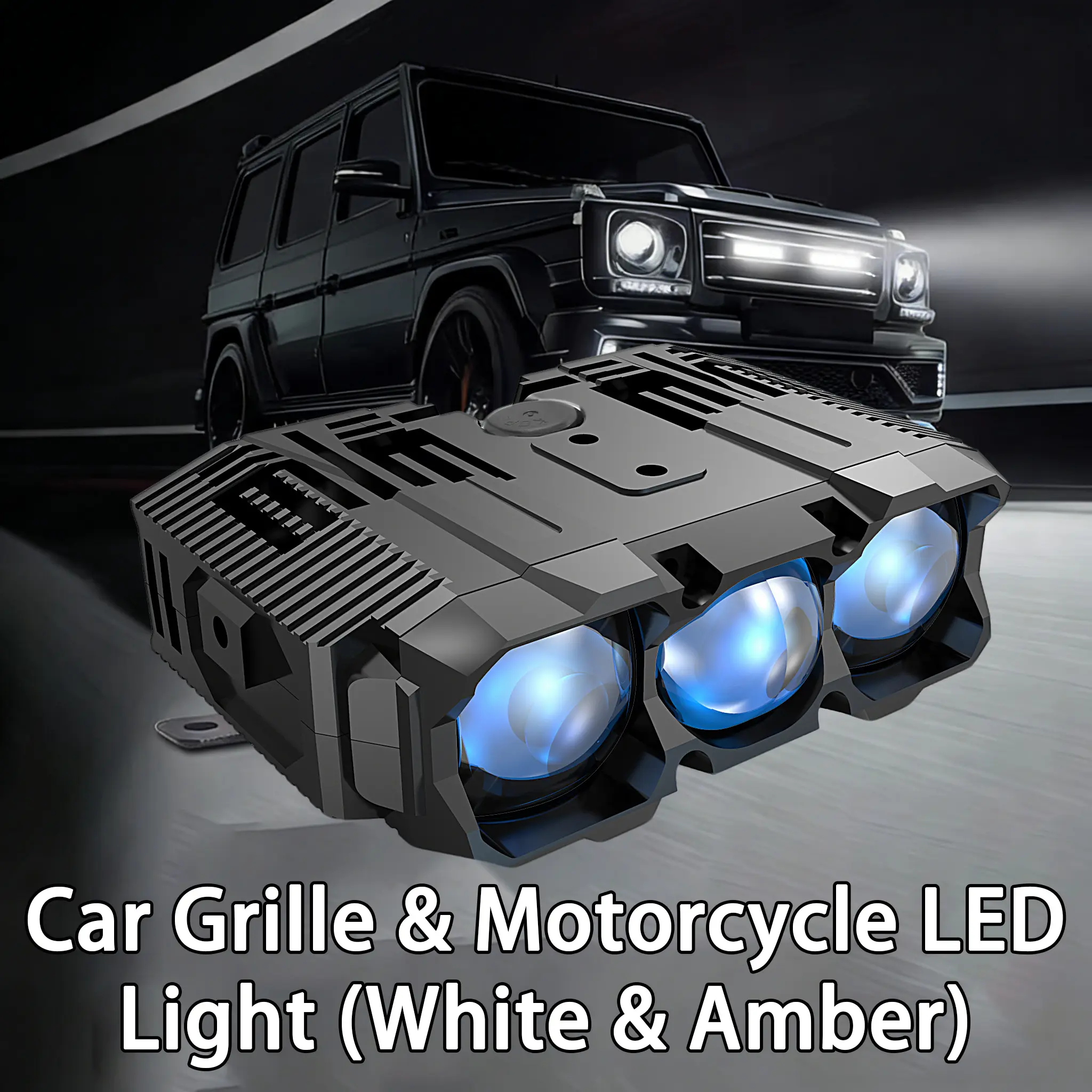Triple Laser LED Grille Lights Pair, Dual-Color White/Yellow, 4-Key Remote with Strobe/High/Low, Independent Harness Direct to Battery, No Splicing Plug & Play, Universal for Truck SUV ATV