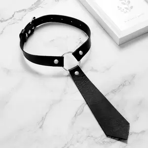 OIDEA Punk Tie Choker Necklace for Women, Adjustable Faux Leather O Ring Collar with Bow Tie, Cosplay Statement Jewelry