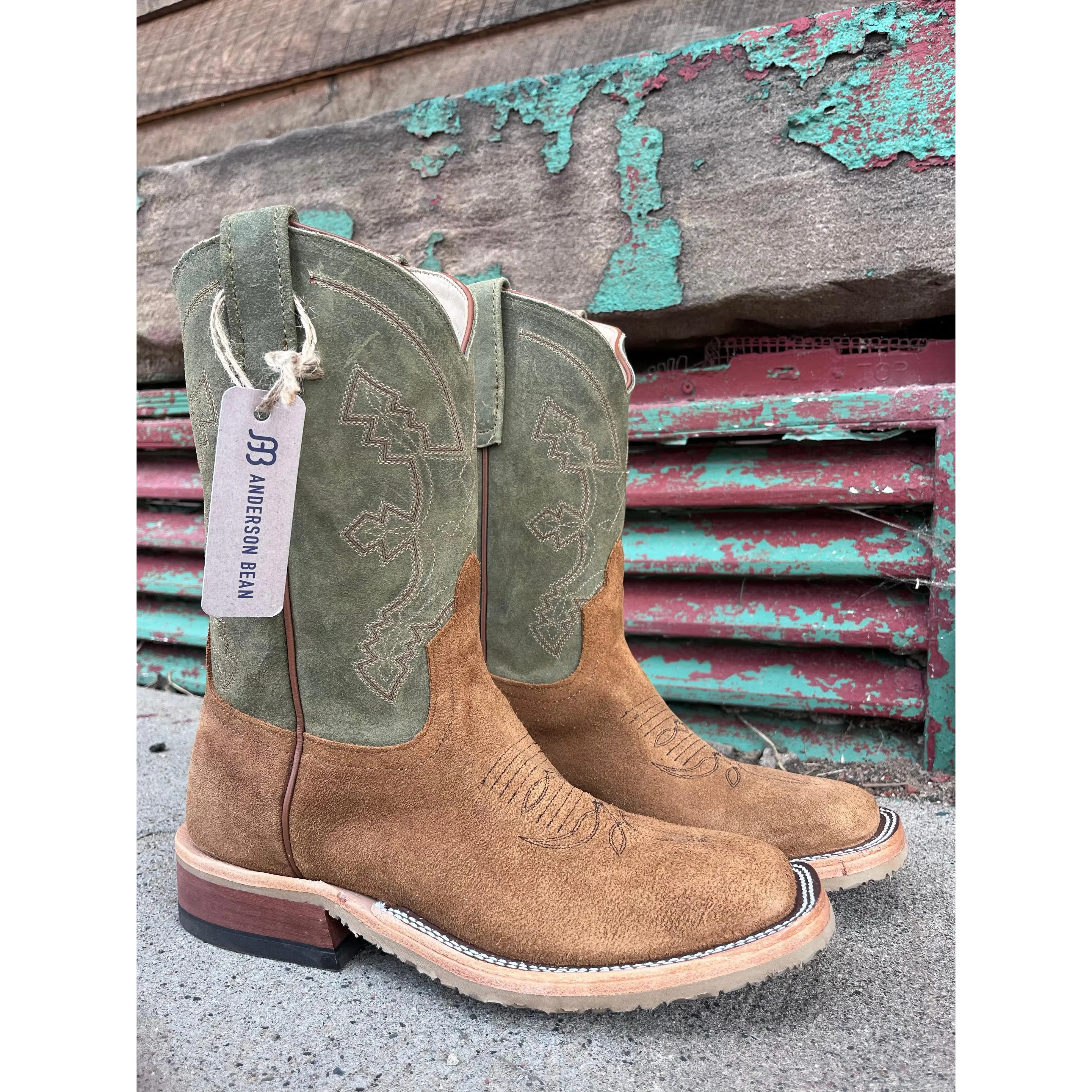 Anderson Bean Tan Indian Rough Out Cowboy Boots 339592