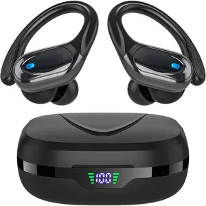 Wireless Earbuds Bluetooth Headphones 80hrs Playback Ear Buds Power Display with Noise Canceling Mic Headsets For Sports,Workout,Running Black
