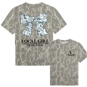 Local Girl Outfitters Camo Bottomland T-Shirt, Cute Oversized Southern Graphic Tee with Blue Camo Print, Trendy Country Camo 3D, Camo 3D T Shirt