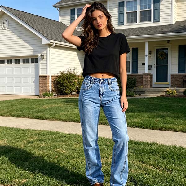 for Women, Vintage Baggy Fit Patchwork Denim Pants, Cross-Border Exclusive