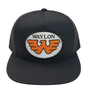 Waylon Jennings Patch Hat | Yupoong Trucker Cap | Black Mesh Snapback | Vintage Country Music Embroidered Hat | Versatile & Breathable | A Perfect Gift for Him & Dad