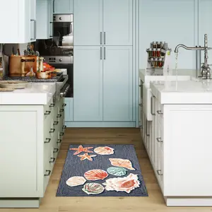 Lush Decor FRONTPORCH Indoor/Outdoor Hand Tufted Durable Area Rug - Transitional Coastal Seashell Decorative  (Beachcomber)