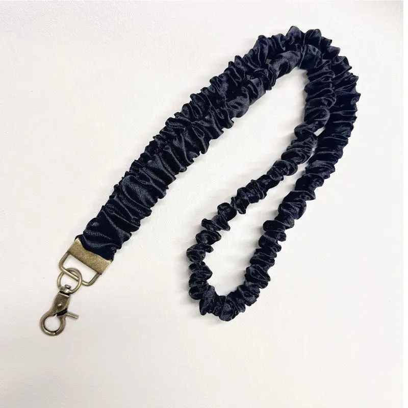 Stretchy Scrunchie Lanyard for ID Badges – Cute Neck Lanyard for Keys | Retractable Keychain Holder for Women
