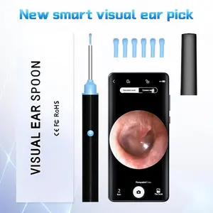 High-Definition Ear Wax Removal, Wireless Ear Cleaner, Safe and Gentle Ear Wax Removal Kit, Rechargeable Ear Cleaner with Camera and Light, Ear Cleaning Kit for Android and iOS (Black)