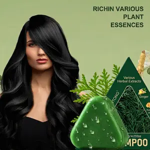 Nature Triangle Shampoo Bar Nature Seven Green Soap with Usman Grass for Healthy Hair Growth Calming Strengthens Hair Reduces Loss Herbal Formula