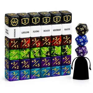 63pcs MTG Dice Counters Set – Ability Keyword Tokens, Shield & Life Counters, 6-Sided Dice for Magic The Gathering & TCG Games Bulk Dice