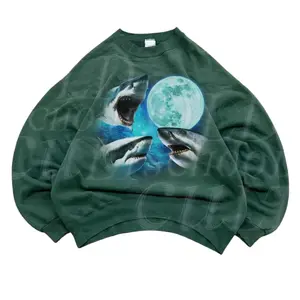 Three Sharks 90s Style Sweatshirt, Retro Shark Ocean Sweater, Ocean Lover Sweater, Sea Animal Y2k 90s Hoodies, Unisex Sweatshirt, Gift, Top Menswear Womenswear Streetwear Cotton Comfort