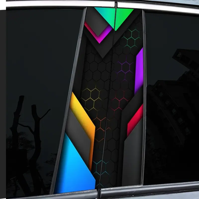 2-Piece Venom Geometric Pattern Decals - High Gloss - Waterproof and Scratch Resistant - PVC - Stickers - Self-Adhesive, Suitable for -b Rod - Door Post, etc. - Ideal for Vehicles - Wall and Window Glass Decorations