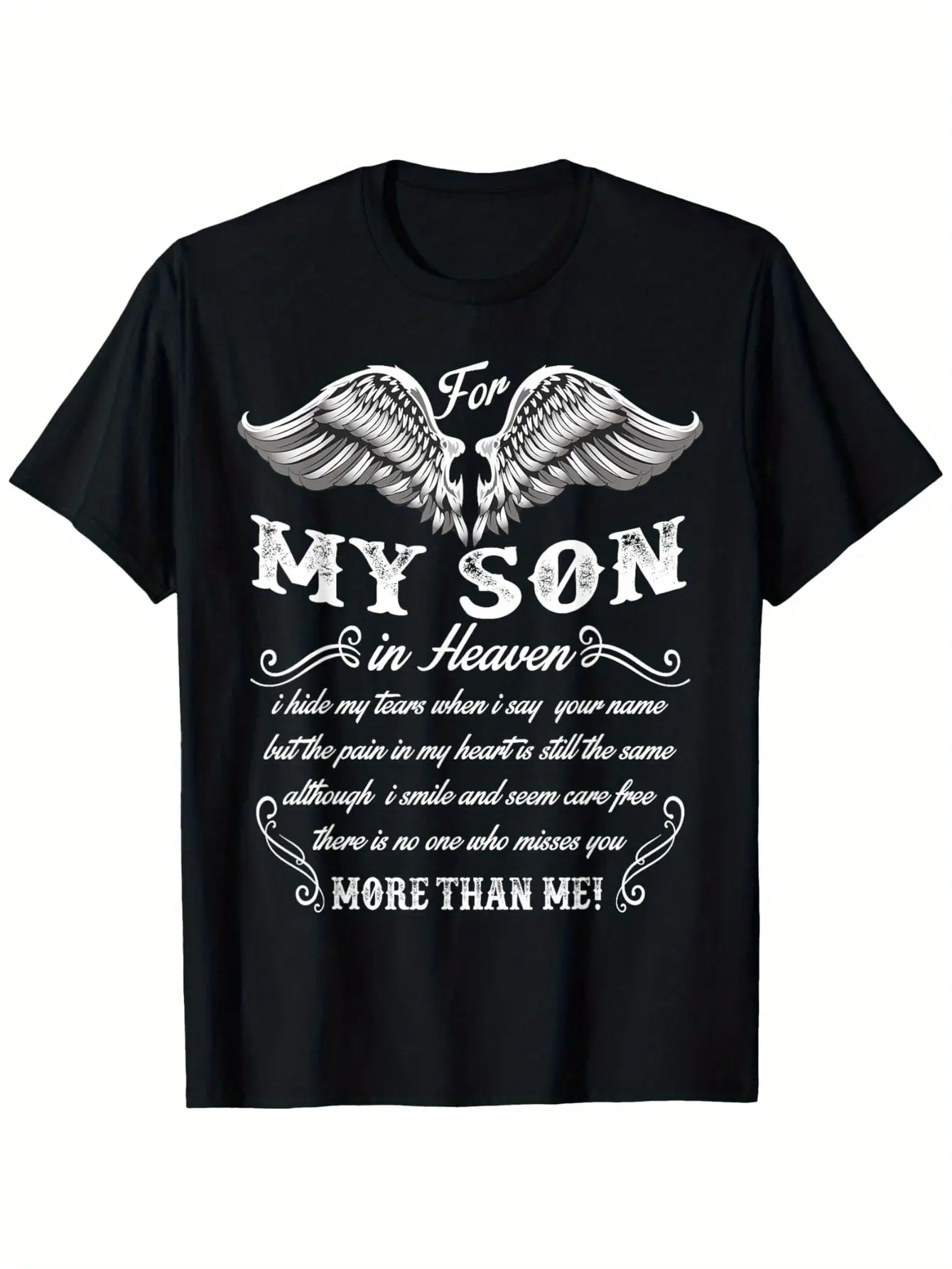 For My Son In Heaven T Shirt, I Love My Son T Shirt T-Shirt  Cotton Round Neck Short Sleeve T-shirt