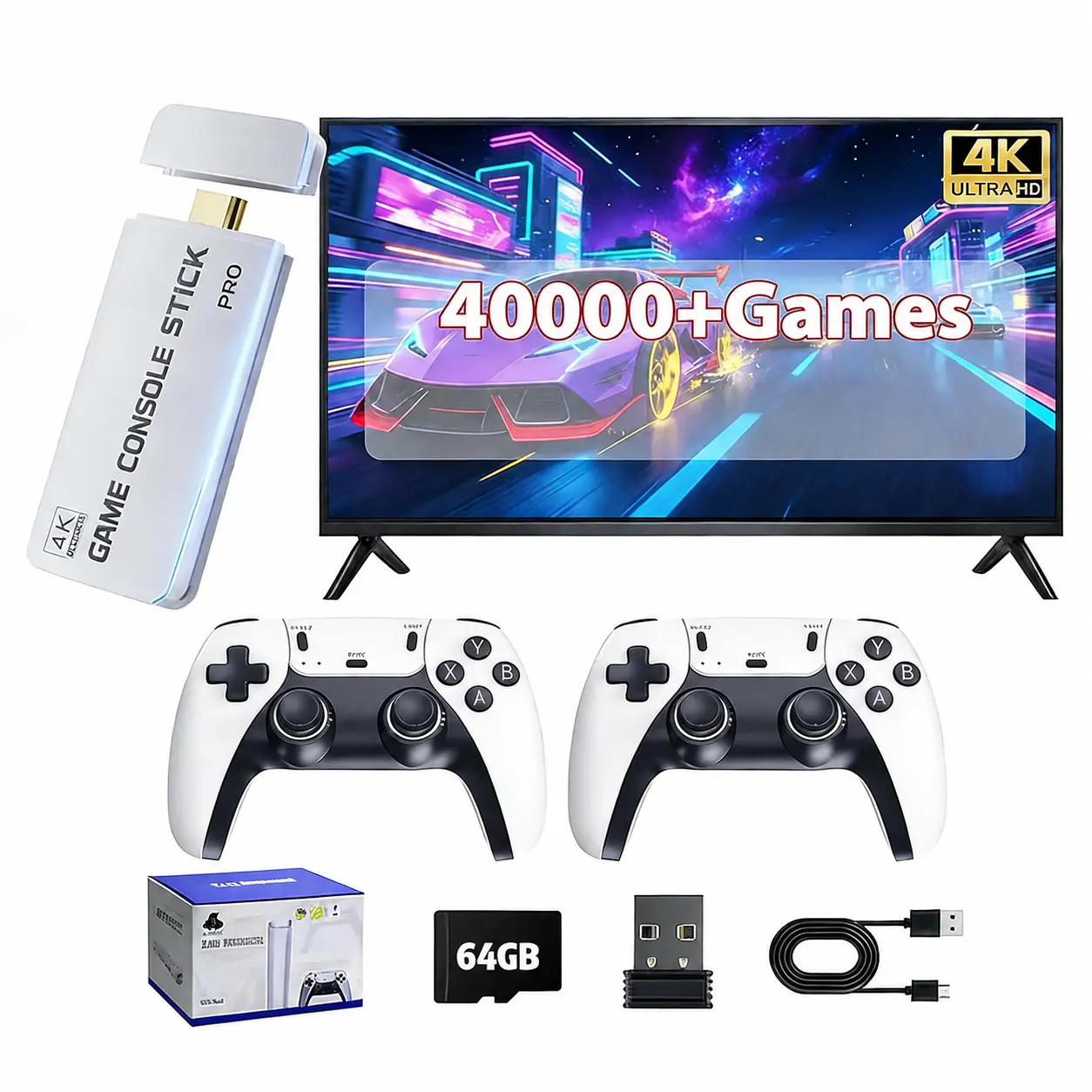 2026 Mass Games Themed Retro Portable Home Console - 40000+ Built-in Titles,23 Emulators,2 Wireless Controllers,128GB SD Card,Button Design,HDMI Port,Cable,SEO Stick Compatible - Gaming Stuff,Tools And Gadgets,Christmas,Teen Boy Gift For Kids & Adults ZBL