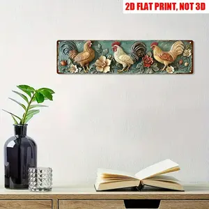 Vintage Rooster Metal Decorative Sign - Farmhouse Plaque Home Decoration, Rural Chicken Coop Wall Art, Durable Iron Piece with Pre-Drilled Holes, No Electricity Needed, Easy to Hang, Christmas Gift