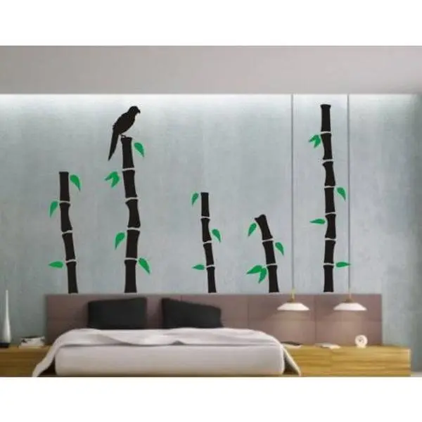 Bamboo and Leafs Decal Sticker Wall Boy Girl Bedroom Plants Nature Nursery Children Teen