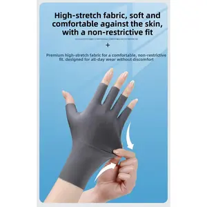 Ice Silk Sunscreen Gloves Summer Ladies Half Finger UV Protection Nail Art Anti-Black Gloves