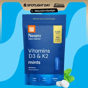 Neuro Mints Vitamin D3+K2 for Bone, Immune & Mood Support - 5,000 IU Vitamin D3 & 200mcg K2 - Sugar-Free, Aspartame-Free, Gluten-Free - Peppermint Flavor