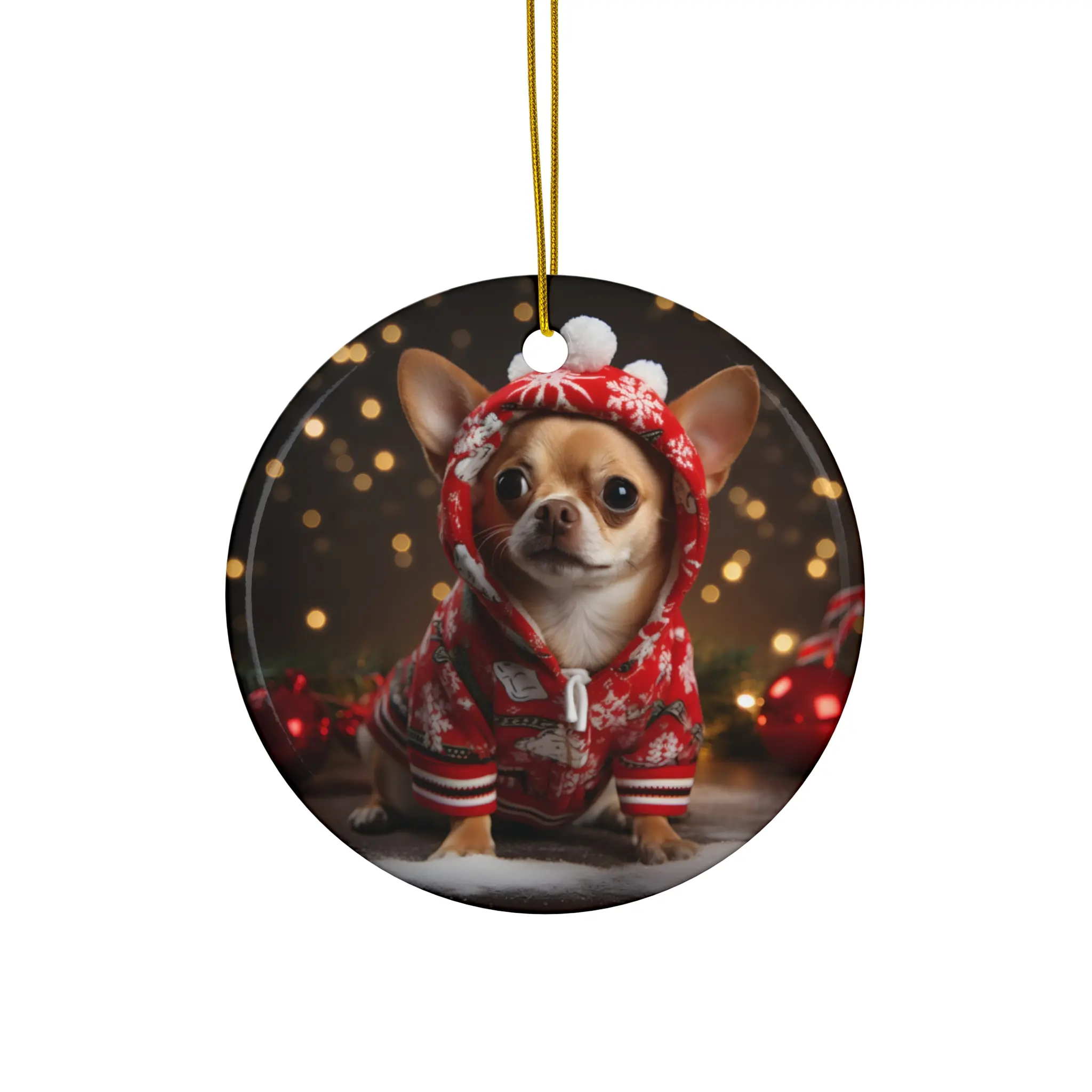 Chihuahua Festive Dog Ornament, Pet Décor, Christmas Tree Decoration