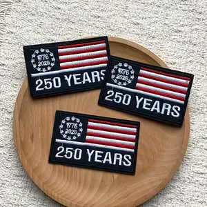 Set of 3 Embroidered Patches Celebrating The 250Th Anniversary of Independence Day, Suitable for Projects on Bags, Hats, Jeans, And Other Clothing Additions. These Adult-Sized Appliques Are Perfect for Decorating School Uniforms And Fabric Items