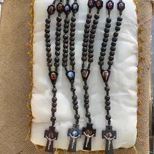 Rosario de madera - V. De Guadalupe, V. Desatanudos, San Miguel, Padre Pío