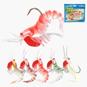 TOLURE 3PCS Snag Proof 10cm 18g Glow In Dark Soft Shrimp Baits, Fishnut Lifelike Real Swimming Silicone Lures,Freshwater Saltwater Artificial Baits for Bass Redfish fishing