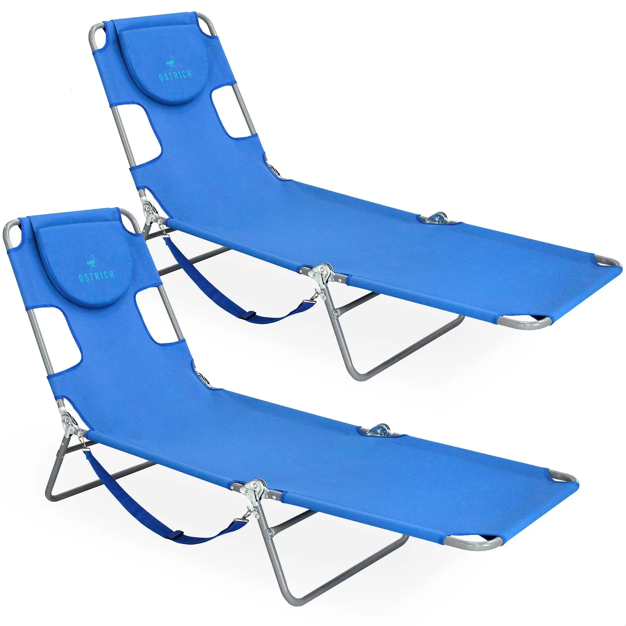 Ostrich Chaise Lounge Folding Portable Sunbathing Poolside Beach Chair (2 Pack) Ostrich Chaise Lounge Folding Portable Sunbathing Poolside Beach Chair (2 Pack)