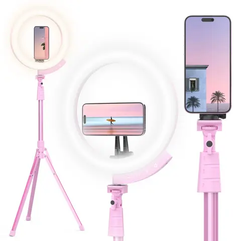 UBeesize Upgraded 12in LED Selfie Ring Light with 62in Metal Alloy Tripod, Magnetic Mount, Remote, Easy Installation - 5 Color Temp Levels, Phone Accessories for Content Creators, Mobile Vlogging Equipment