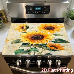 JOYFINITY 1 Piece Retro Sunflower Text Pattern Home Appliance Cover, Suitable Oven, Stove, Washing, Dryer - Heat-Resistant Stove, Decorative Kitchen Cover, Easy Installation (No Tools/Connectors Required) - Durable Polyester Fabric, 2D Flat Design