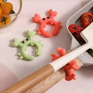 Cartoon Crab Design Pot Spoon Rest, 1 Count Silicone Pot Spoon Holder, Kitchen Utensil Holder, Tableware Rest, Kitchen Accessories