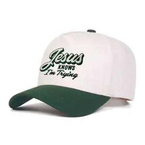 Embroidery Jesus Knows I'm Trying Hat, Jesus Knows I'm Trying Two Tone Cap, Jesus Knows I'm Trying Cap, Casual Jesus Hat Gift