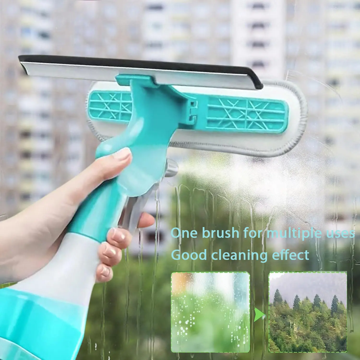 Window Squeegee with Spray Bottle, Rubber Squeegee and Microfiber Window Cleaner for Glass, Indoor Glass Cleaning Tool, Cleaning Supplies summerwins