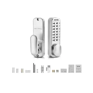 summervibes Auto-Lock Mechanical Keyless Entry Security Door Knob, 14-Key Single-Side Zinc Alloy Stainless Steel Waterproof Security Lock, Surface-Install for Outdoor Gates, Home Use