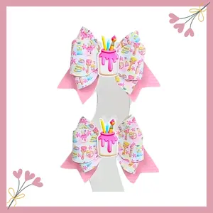 Back to School Hair Bow, Set of Two School Hair Bow, Pigtail School Bow, Pink School Bow