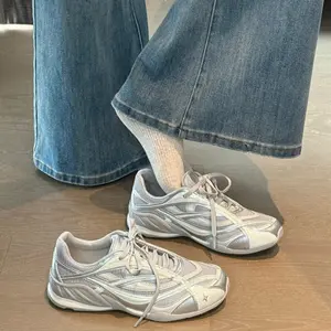 Retro silver thick-soled German training shoes for women, 2026 spring new model, casual versatile running shoes, sports Cortez shoes