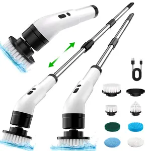 Electric Spin Scrubber Cordless 7/9-in-1 Design with Telescopic Arm Flexible Length Adjustment for Bathtub Floor Tile Sink Window Car Cleaning