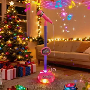Kids' Karaoke Machine Toy Set - Colorful Stage Lights, Adjustable Design, Aux Plug-in, Confidence-Boosting Birthday Gift