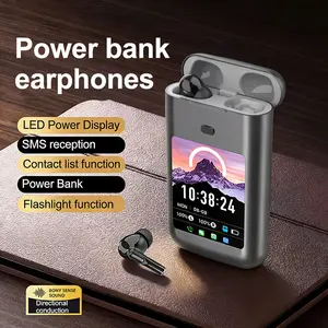 SE-TWO Wireless Earbuds Portable power bank 5000mAh Super Long Battery Life Touchscreen LED Display Smart Call Message Alerts BT5.4 Headphones Noise Cancelling for Workout Travel