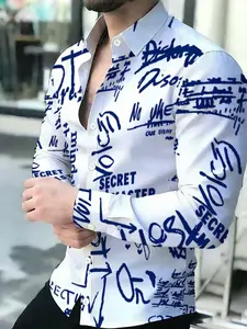 Men's Long Sleeve Shirt with Novelty Pattern Graphic Printed Shirt