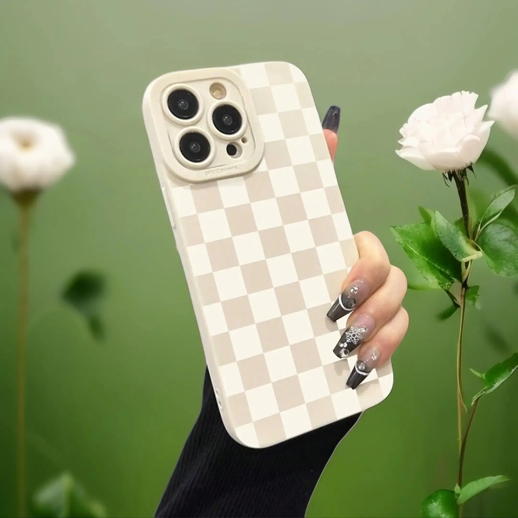 Fashion Checkerboard Pattern Phone Case, Full Body Shockproof Phone Protective Cover, Phone Accessory Compatible with iPhone 11 12 13 14 15 Series, Ph