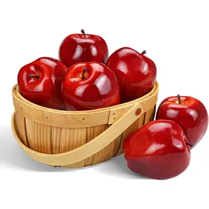 Artificial Apples  Fruits Red Delicious Apples for Decoration, Decorative Fruit, Faux Big Red  6 count