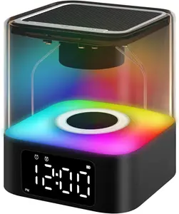 JALL Night Light Bluetooth Speaker Alarm Clock, 【2023 Upgraded】 Multi Colorful Changing Bedside Lamp Alarm Clock, Best Birthday Christmas Gift Ideas for 10 11 12 13 14 Year Old Teenage Boy Girl, Black