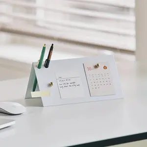 Freestanding Magnetic Whiteboard, Message Board & Display Board, Includes Calendar Grid, Magnetic Strip, Pen Holder, Ideal for Office, Cafe, Hotel