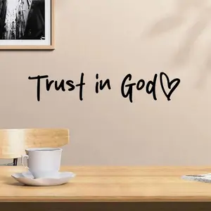 Trust God Heart Wall Sticker, Bible Verse Christian Wall Decal, Suitable for Bedroom, Living Room, Dining Room, Home Decor