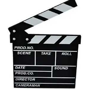 Wooden Clapboard Director Film Movie Cut Action Scene Slateboard Clapper Board Slate (Small-Black)