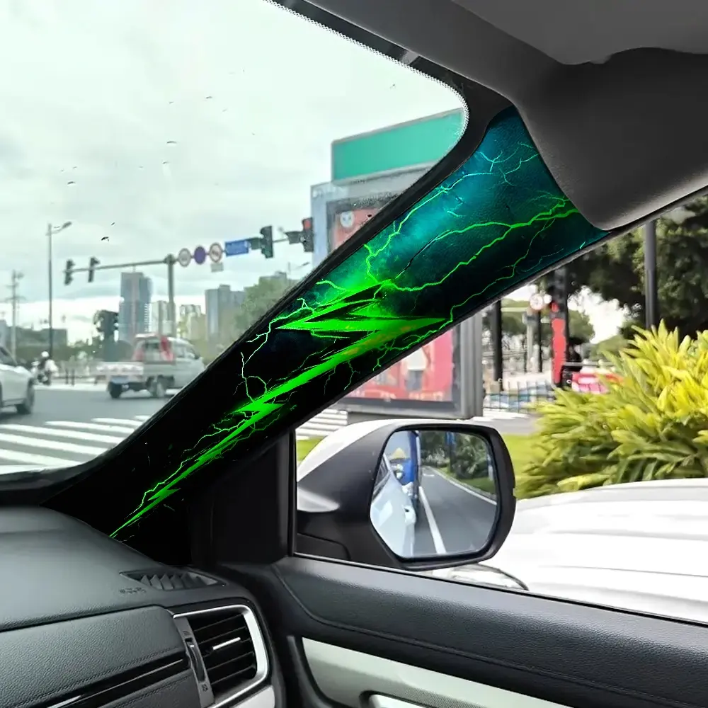 Jdm Car Interior A-Pillar Modification Kit, Universal Style Upgrade with Lightning Pattern, Self-Adhesive Elastic Patch Set, Car Interior Accessory, Car Accessories